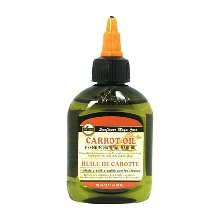 Difeel Premium Mega Care Natural Hair Oil - Carrot Oil with Vitamins A & E 2.5 oz. - Strengthens Hair, Prevents Split Ends &