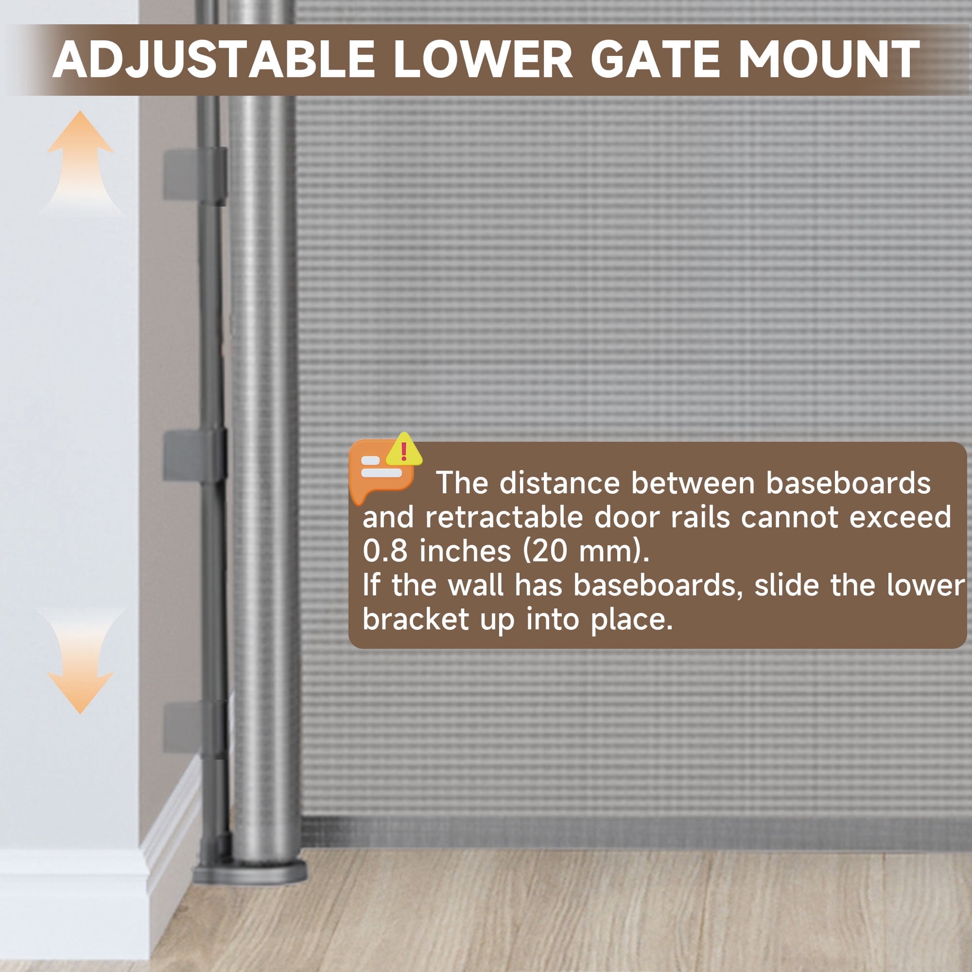 Wide Retractable Gates for Doorways, Mesh Dog Gate for The House, One-Hand Opening Gates for Stairs, Pet Puppy Fence Indoor & Outdoor Short Dog Gate Puppy Gate Pet Fence