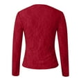 thumbnail image 4 of Womens Tops Dressy Casual Long Sleeve Shirts Mesh Neck Sheer Blouse See Through Floral Lace Basic T Shirts For Women Red L, 4 of 5