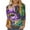 A Multicolor, variant on YUGYXL Fashion Mardi Gras 3/4 Sleeve Shirts for Women Casual Plus Size Party Mask Print Loose Comfy Tshirts Summer Crew Neck Tunic Fit Clothes Theme Party Carnival Tees