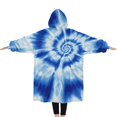 thumbnail image 2 of Oversized Wearable Blanket Hoodie,Blue Tie Dye Mandala Pattern Sherpa Blanket Hoodie with Super Pockets,Super Warm Fuzzy Pullover for Women & Men, 2 of 6