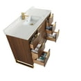 thumbnail image 3 of Fine Fixtures Opulence Collection 48 in. W x 20 in. D x 33 in. H Bathroom Vanity in Walnut Ebony with White Ceramic Sink - Satin Brass hardware, 3 of 7