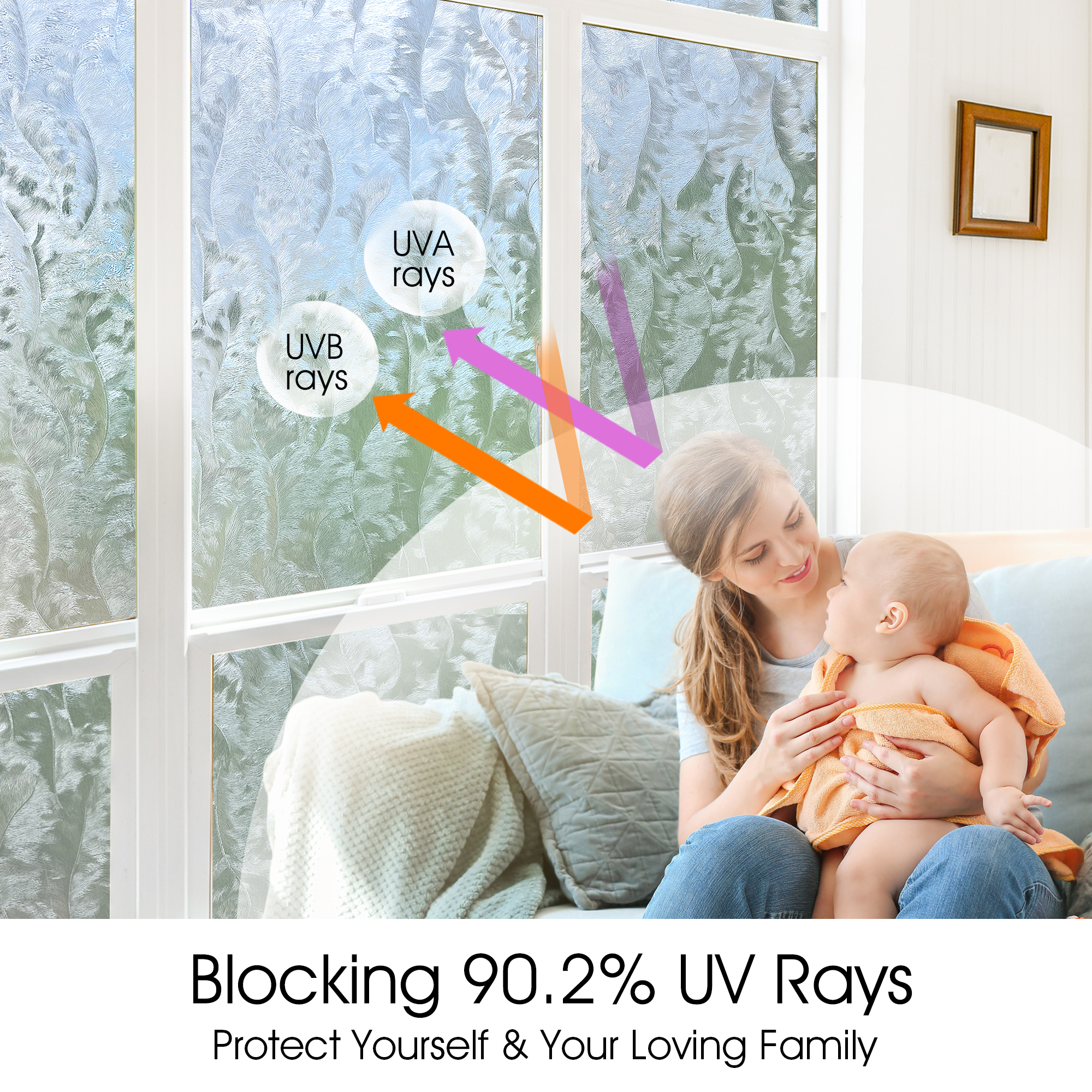 STATINT Decorative Window Privacy Film 23.6 in x 78.7 in Wavy Feather, Heat Blocking Static Cling Window Film for Home