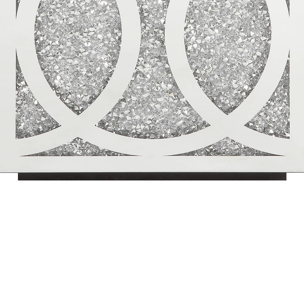 ACME Noralie Ottoman w/Storage, Mirrored & Faux Diamonds
