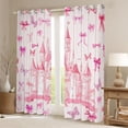 thumbnail image 2 of Homewish Dreamy Princess Castle Curtains Pack of 2 (42x84 Each),Cute Bowtie Ribbon Curtains Blackout,Pink Fairy Tale Bedroom Curtains For Girls Kids,Breathable Home Decor, 2 of 6