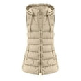 thumbnail image 7 of Dwralegc Women Long Vest Sleeveless Zip Up Winter Warm Hooded Vest Trendy Fashion Outwear Quilted Solid Color Long Outfits with Pockets Beige L, 7 of 7