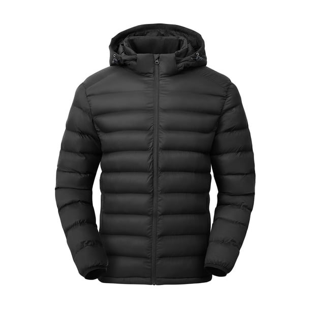 Chaqueta TBMPOY para hombre, ligera, acolchada, con capucha, negra, 3XL