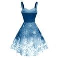 thumbnail image 3 of BLTIBY 2024 Womens Christmas Camisole Dresses Snowflake Print Furry Trim Vintage V-Neck Dress Mrs Santa Claus Holiday Cocktail Party Sleeveless Swing Dress A-Line Midi Outfits Light Blue 3XL, 3 of 3