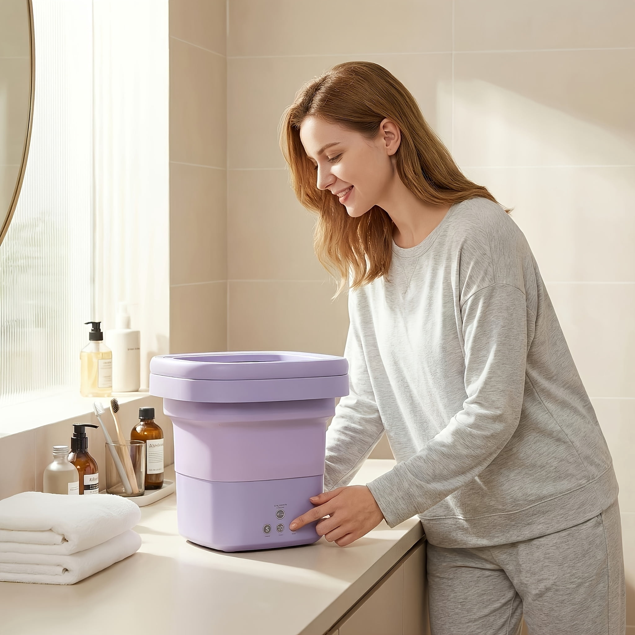 Portable Mini Washing Machine, High Capacity, 3 Deep Cleaning Modes, Suitable for Underwear, Apartments, Travel, RVs, Camping, Laundry Solution, Space-Saving Design, Multimode Washer