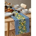 thumbnail image 6 of Blue Stripes Lemon Table Runner Cotton Linen 48 Inch Holiday Dresser Scarves, Spring Fruit Flowers Leaves Line Tablerunner for Kitchen Coffee Dining Bedroom Living Room Dinner Scarf Décor 13''x48'', 6 of 9