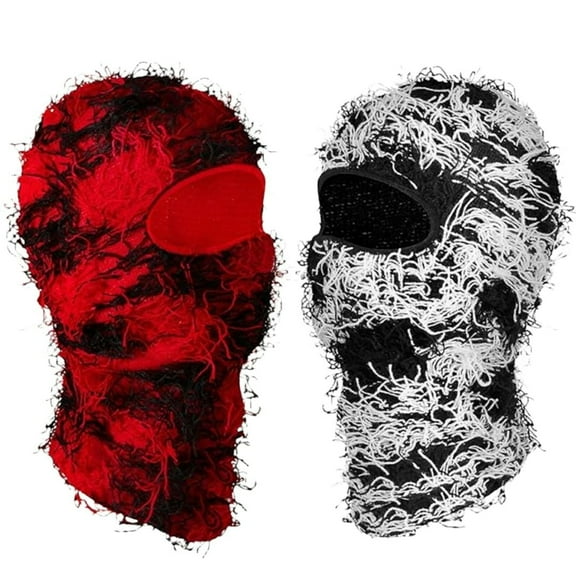 2 Pack Distressed Balaclava Knitted Balaclava Windproof Face Mask Cool Cold Weather Full Face Ski Mask