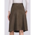 thumbnail image 4 of DARING DIVA Women's Faux Suede Pockets Stretch A-line Midi Skirt with Belt S Coffee, 4 of 6