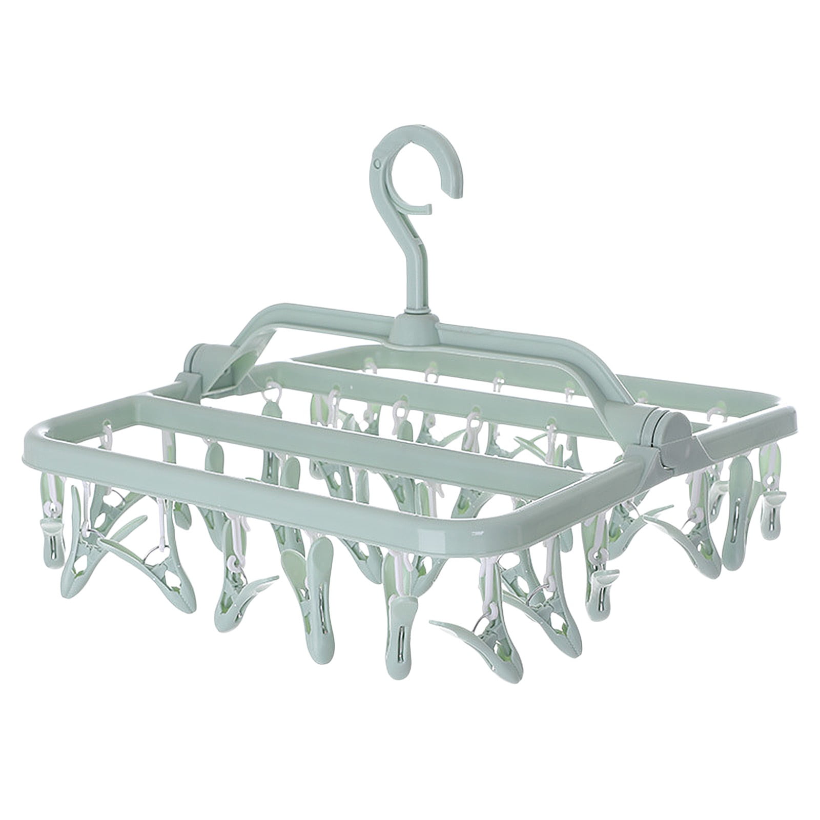 Needhep Heavy Duty Clothing Hangers, Portable Foldable Clothes Drying Rack Smart Heavy Duty Velvet Hangers Clothes Hangers With 360° Swivel Hook, for Organization Clothe (Blue)