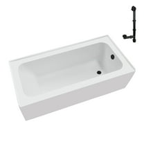 Streamline NAL-5660-BL 60 in. x 30 in. Acrylic Right-Hand Drain Alcove Bathtub in Glossy White With External Drain in Matte Black