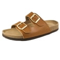 thumbnail image 1 of Women's Double Strap Genuine Leather Footbed Insole Flat Sandals, 1 of 6