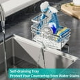 thumbnail image 3 of HapiRm Multifunctional Sink Caddy with Self-draining Tray, Sponge Holder with Detachable Brush Holder, Rustproof Stainless Steel Kitchen Sink Organizer-Silver, 3 of 7