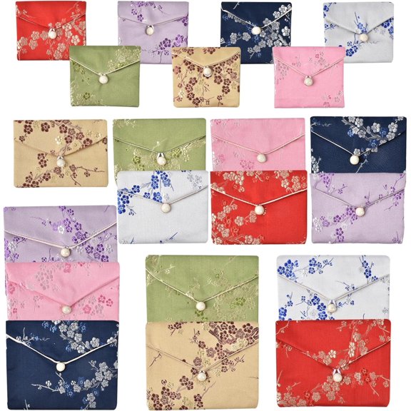 HUIANER 21Pcs Jewelry Chinese Style Silk Purse Pouch Small Travel Jewelry Organizer Bags Embroidered Bag for Wedding, Multicolor