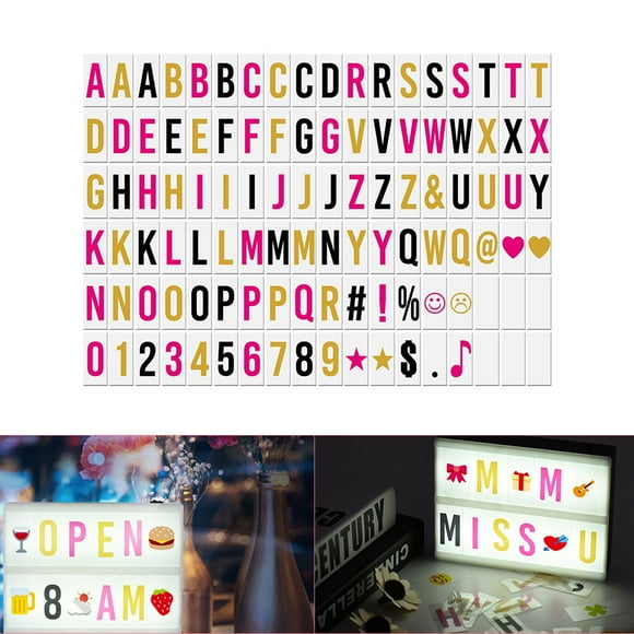 102pcs Colorful Interchangeable Letters Numbers Symbols Characters Cards Free Combination for DIY LED Cinema Light Box Message Board for Birthday Anniversary Wedding Party Store Sign Kids Study