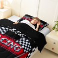 thumbnail image 3 of Catabedysis Extreme Speed Racing Twin Comforter Sets For Boys,Checkered Flag Monogram Print M Bedding Set,Black Reversible,2pcs,1 Comforter and 1 Pillowcase, 3 of 7