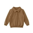 thumbnail image 2 of Cotton Sweaters Girls Boys Comfy Knit Collared Long Sleeve Tops Po-los Solid Casual Spring Fall School Uniform (3 Years, Brown), 2 of 6