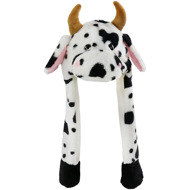 Sombrero De Animal Con Orejas En Movimiento, Gorro Con Orejeras De Vaca Lechera De Dibujos Animados, Gorro De Felpa, Accesorios Para Fotos Para Mujeres Y Niñas Serendint AP007141-02