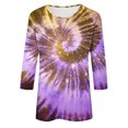 thumbnail image 4 of Fashionable 3/4 Sleeve Tops for Women's Pullover Printed Casual Round Neck Tshirts, 4 of 6
