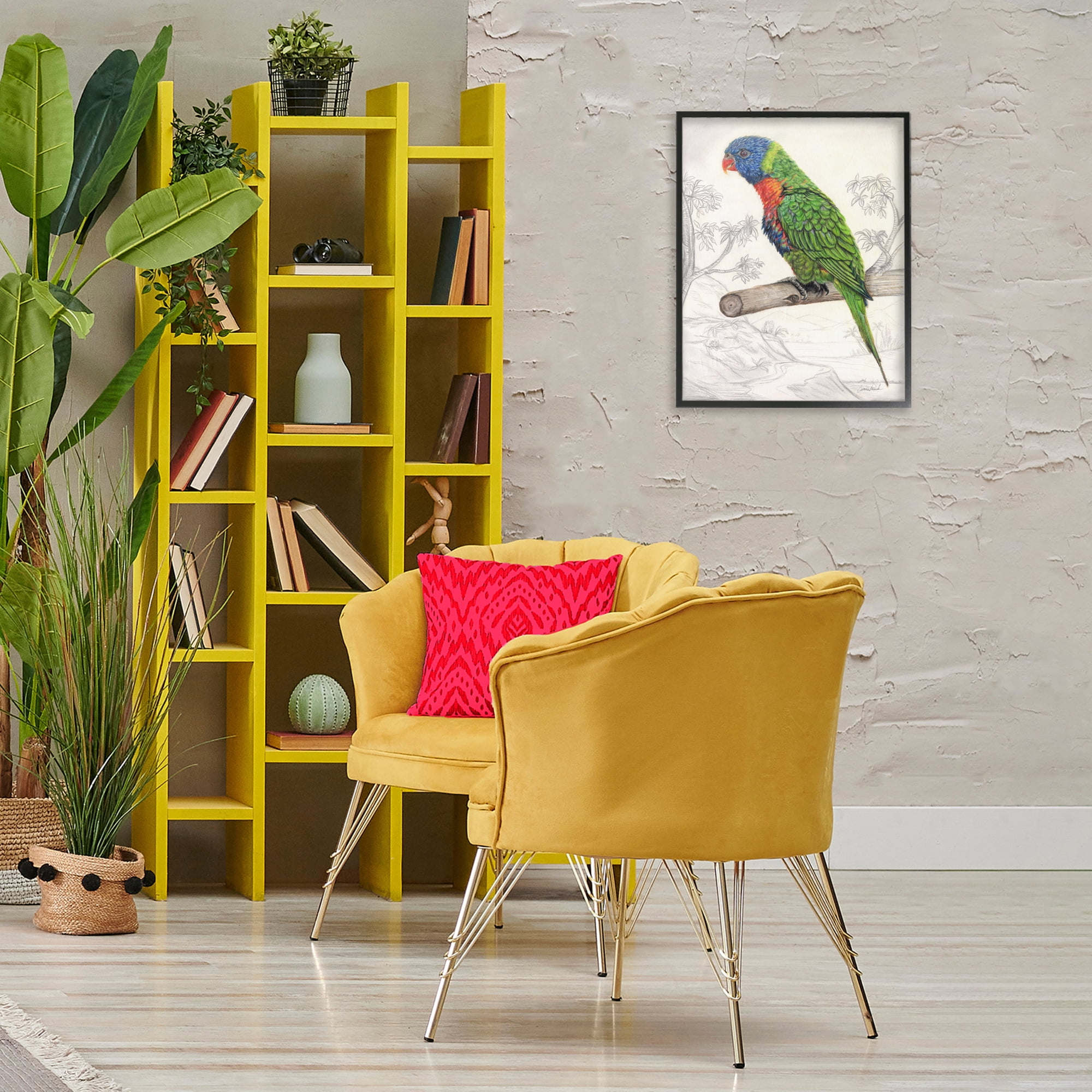 Stupell Industries Lorikeet Sketched Nature Animals & Insects Painting Black Framed Art Print Wall Art, 16 x 20