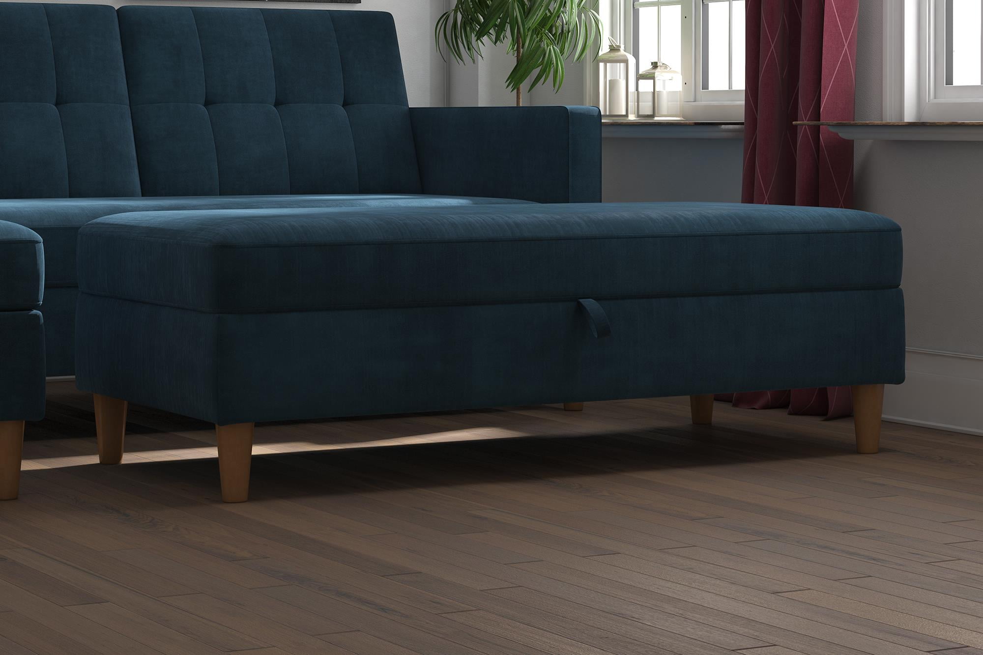 DHP Hartford Storage Ottoman, Blue Chenille