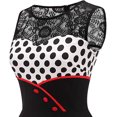 thumbnail image 6 of DeHolifer 1950s Vintage Womens Dress Lace Dot Print Patchwork Hepburn Style Dresses Sleeveless Round Neck Rockabilly Cocktail Tea Party Dress Black 2XL, 6 of 6