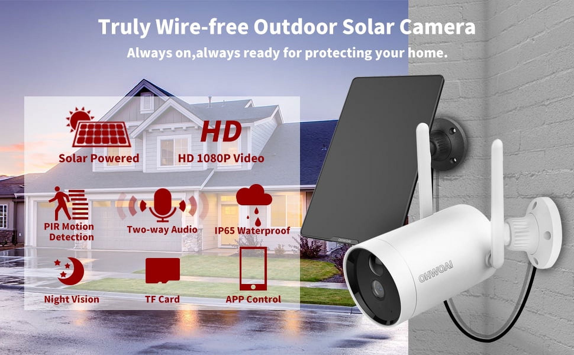 Wireless Solar Powered Rechargeable Battery Home IP Camera – OHWOAI