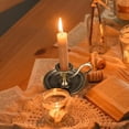 thumbnail image 3 of FENGGUIQU Vintage Style Metal Taper Candle Holder with Handle, Elegant Retro Candlestick for Tabletop Decor, 3 of 8