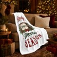 thumbnail image 3 of Ready for Christmas movie season retro TV pine berries white Flannel Blanket for living room family room Christmas Home Decor vintage cinema night Gift for families, 3 of 9