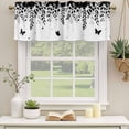 thumbnail image 3 of Black Spring Botanical Valances for Windows, Decorative Rod Pocket Window Valance Curtains, Weeping Eucalyptus Butterfly Short Curtain Drapes for Kitchen/Bathroom/Living Room, 2 Panels, 60" W x 18" L, 3 of 8
