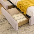 thumbnail image 6 of Harper & Bright Designs King Size Upholstered Floor Bed with Storage Drawer and Tall Curved Headboard , Modern Minimalist Platform Bed Frame with Sturdy Leg Support for Bedroom, Pink, 6 of 14