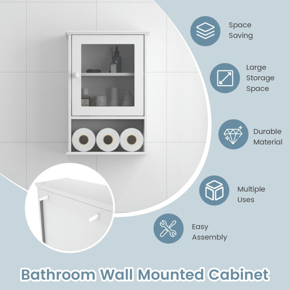 Finihen Bathroom Wall Cabinet, Wall Mounted Bathroom Cabinet, Medicine Cabinet, Bathroom Wall Mounted Adjustable Hanging Storage Medicine Cabinet, for Bathroom, White Finihen Bathroom Wall Cabinet, Wall Mounted Bathroom Cabinet, Medicine Cabinet, Bathroom Wall Mounted Adjustable Hanging Storage Medicine Cabinet, for Bathroom, White