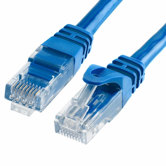 Cat6a Ethernet Network Patch Cable RJ45 23AWG 600Mhz Solid Copper Wire 3' Blue