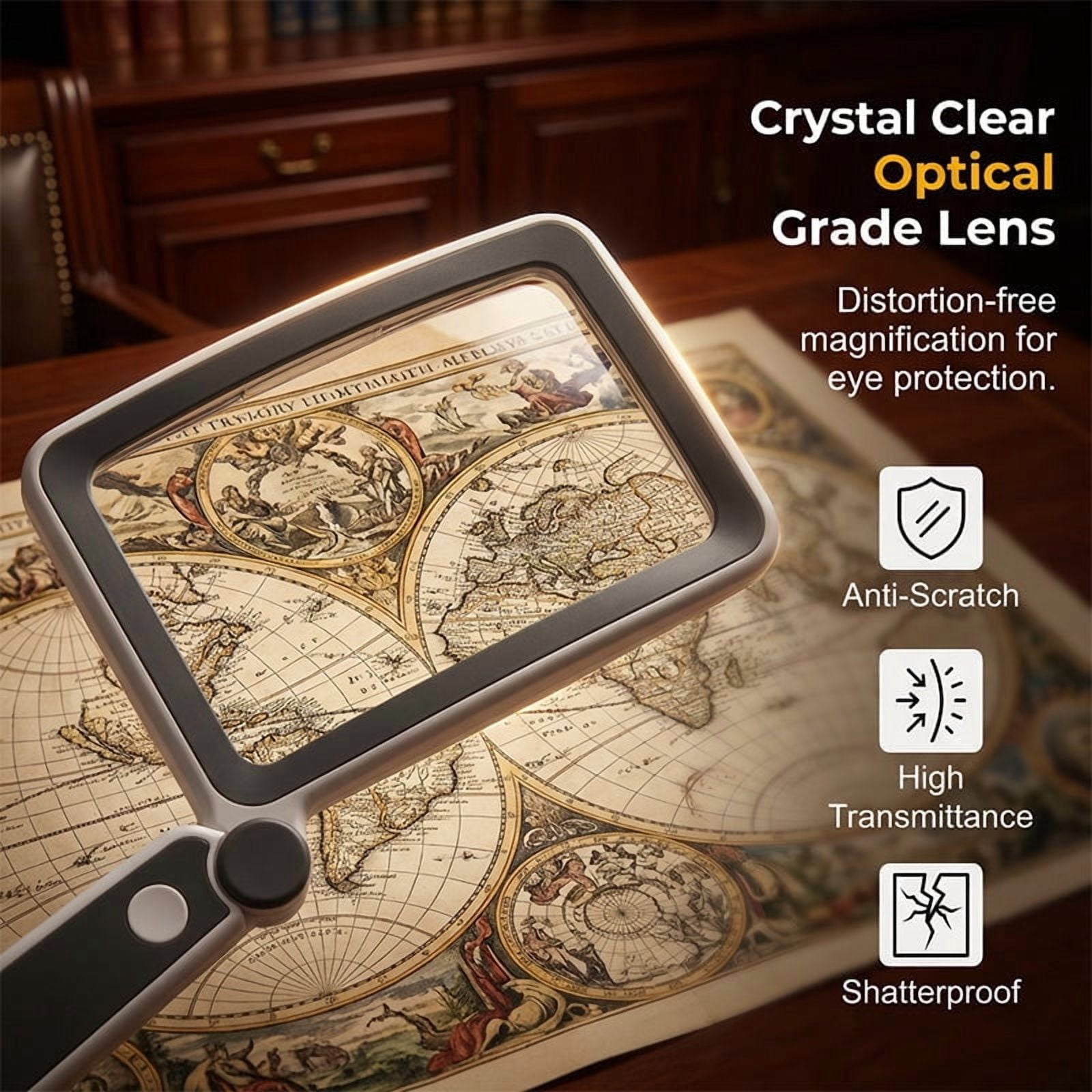 Xheghe Folding Handheld Magnifying Glass with Light for Easy Reading - Ergonomic Design for Comfortable Use Anywhere, Perfect for Book Lovers and Magazines