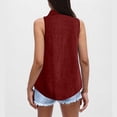 thumbnail image 5 of Women's Linen Blend Sleeveless Top with Button Down Collar, Summer Breathable Loose Fit Blouse for Work Outfits, Business Casual, and Summer Vacation Wear Red M, 5 of 7
