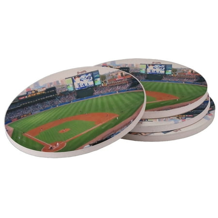 

KuzmarK Atlanta Baseball Painting Coasters for Drinks Absorbent Ceramic Stone Round Cork Backing