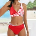 thumbnail image 2 of HAPIMO Women's Bikini Swimsuit Hawaiian Tropical Print Beachwear Summer Seaside Clothes for Girls Strappy Backless Bathing Suit Halter Neck Swimwear Sets Discount Red, 2 of 5