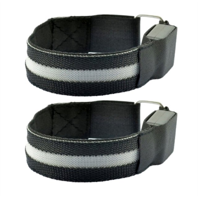 2 Piezas de Pulseras de Seguridad para Correr de Noche con Luz LED para Deportes Al Aire Libre, Recargables por USB, Color Negro