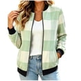 thumbnail image 3 of Tqcoqu Jackets for Women 2026 Lightweight Bomber Jacket Plaid Flannel Coat, Zip Up Long Sleeve Short Warm Coat with Pockets,Women's,Size S-XXL, 3 of 8