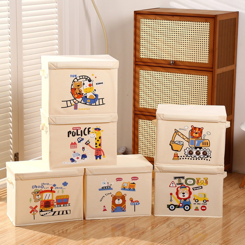 Foldable Kids Bedroom Storage Solution Foldable Toy Box With HandlesAn1ma1Themed Toy Organization Bins