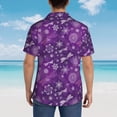 thumbnail image 4 of Honeii Purple Snowflakes Print Men’s Hawaiian Shirt,Classic Button-Down Short Sleeve Shirt, for Beach, Vacation, and Outdoor Activities,3X-Large, 4 of 7
