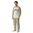 thumbnail image 2 of Onlypjs Family Christmas Pajamas Matching Sets Antler Letter Sage Green Tops Plaid Pants Holiday Sleepwear Loungewear for Couples, Men and Women, 2 of 5