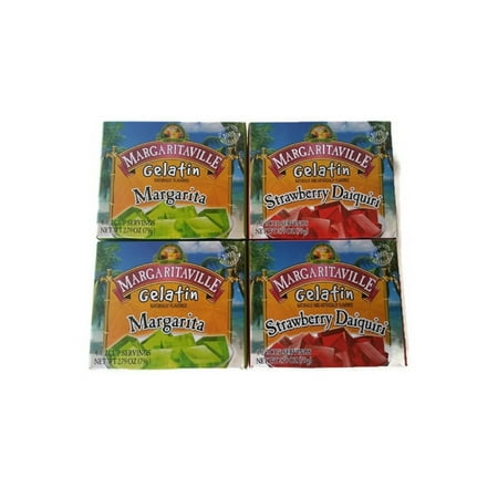 Daiquiri Vinyl - Margaritaville Gelatin Jello 2 Margarita, 2 Strawberry Daiquiri 2.79oz (Pack of 4)