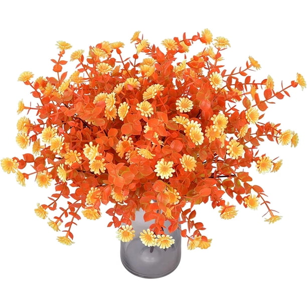 Oferta por tiempo limitado!4 paquetes de flores artificiales, margaritas de otoño, arbustos de imitación, plantas, arbustos de otoño, tallos, hierbas falsas para decoraciones de otoño en interiores y