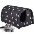 thumbnail image 3 of PureCasa Outdoor Oxford Cloth Waterproof Dog Cat Bed, Enclosed Dog Cat House Kennel for Autumn Winter, Warm House Sleeping Pad for Small Cats Dogs, Modern Decor, Half Round, 1 Pack, L, Black, 3 of 7