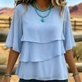 thumbnail image 4 of Enjoytime Casual Tops for Women Crew Neck Ruffle Half Sleeve Shirts Flowy Lightweight Loose Plus Size Womens Clothing, 4 of 7