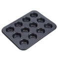 thumbnail image 3 of Molde para muffins de 12 tazas, antiadherente, redondo, para repostería, utensilios de cocina para el hogar (negro), 3 of 10